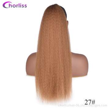 Best Selling Wholesale Chorliss For Kids High Ponytail Natural Color Pre Plucked Kinky Curly Synthetic Ponytails Hair Extensions